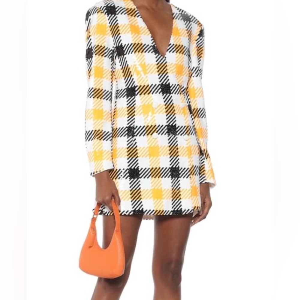 Rotate Birger Christensen dress Caroline sequined houndstooth blazer dress siz 4